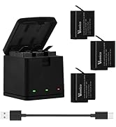 Battery Charger for GoPro Hero 5/6/7/2018 Black 3 Pack 1500mAh Batteries and LED USB-C 3 Slot Cha...