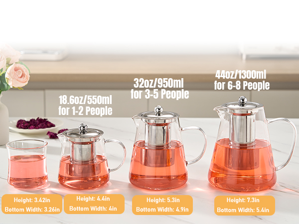 Glass Teapot Stovetop 18.6 OZ, Borosilicate Clear Tea Kettle