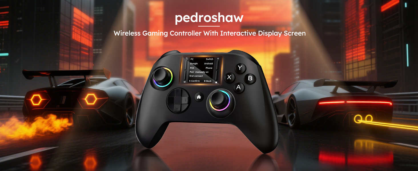pedroshaw Interactive Scree Wireless Gaming Controller with Switch/PS4/PC/Android/iOS