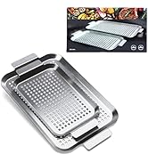 COOK TIME Grill Pan Set of 2, BBQ Grill Topper for Outdoor Grill, Stainless Steel Grilling Basket...
