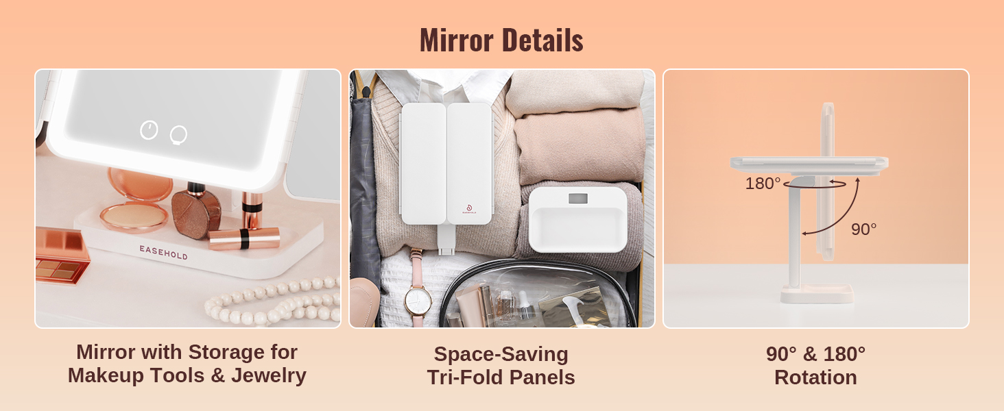 lighted makeup mirror with magnification
