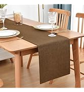 Farmhouse Rustic Table Runner Brown Faux Linen Double Layer Table Runners Thick Reversible Table ...
