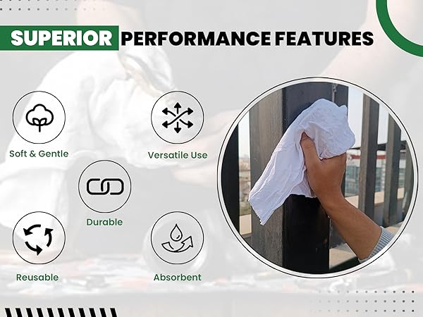 SupremePlus Recycled White Knit T-Shirt lint free cotton rags boast exceptional absorbency