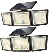 Solar Outdoor Lights Motion Sensor, 2500LM 286 LED Security Flood Lights with Visual Battery &amp; Mo...