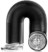 Hon&amp;Guan 6 inch Air Duct - 16 FT Long, Black Flexible Ducting HVAC Ventilation Air Hose for Grow ...