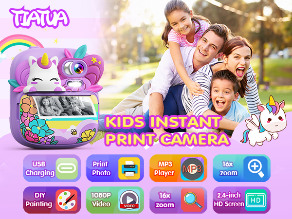 kids camera instant print toddler girls unicorn gifts digital toys ages 3 4 5 6 7 8 9 10 years olds