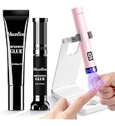 MelodySusie Handheld UV Light for Gel Nails with Stand and Nail Rhinestone Glue Set, Pink Mini Po...
