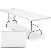 Magshion 8ft Plastic Folding Table with Handle for Indoor Outdoor, 8 Foot Utility Commercial Craf...