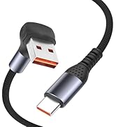 YACSEJAO Right Angle USB A to C Cable 90 Degree 66W USB A to Type C PD Power Delivery Nylon-Braid...