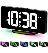 SMOUPING Digital Alarm Clock with Colorful Dynamic RGB Night Light,Volume/Color Adjustable,USB-C ...