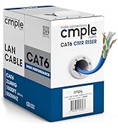 Cmple - Cat6 Cable 1000ft Bulk Lan Ethernet Cat 6 Wire Network UTP 23AWG CMR Riser 10Gbps 550 MHz...