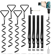 Trampoline Stakes 4 Pack - Heavy Duty Trampoline Anchors Kit - Screw In Ground Anchors High Wind ...