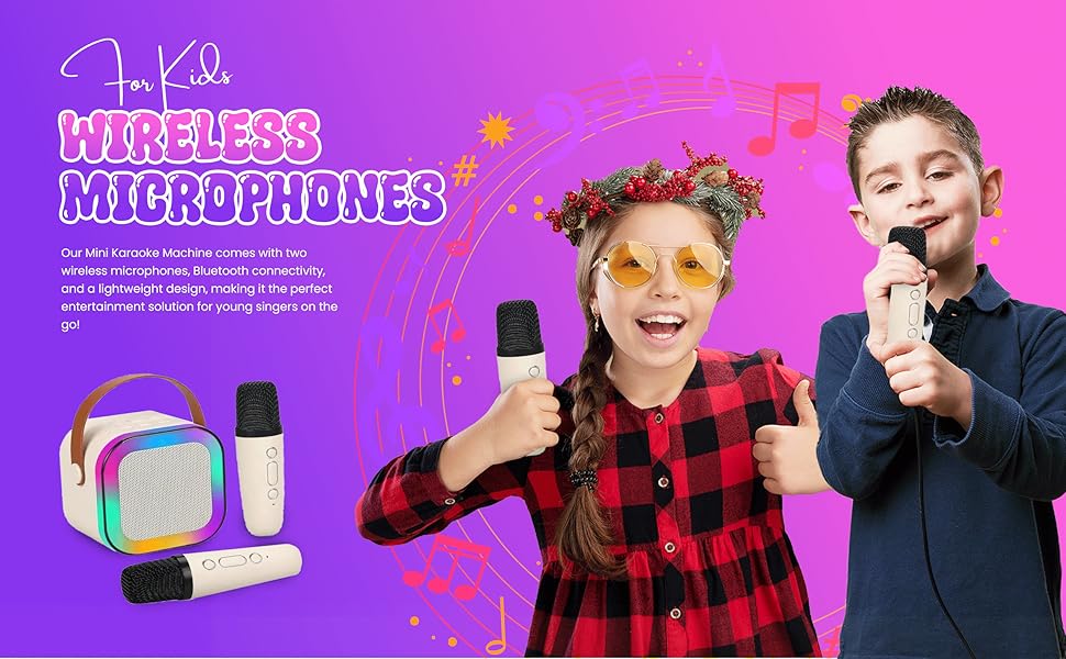 Wireles microphones 2 kids singing