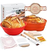 DOQAUS Banneton Bread Proofing Basket, Sourdough Bread Baking Supplies Kit Including 9" Round &amp; 1...
