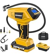 Cordless Tire Inflator Portable Air Compressor - Compatible with Milwaukee &amp; DeWalt Battery, 160 ...