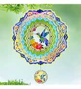 Hummingbird Wind Sculptures - 12 Inches Stainless Steel Wind Spinners, Large Reflective Wind Scul...