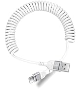 3FT Coiled USB C Cable for iPhone 17 Pro Max/16, [White] USB A to Type C Fast Charging Cord, Retr...