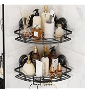 LEVERLOC 2 Pack Strong Suction Cup Corner Shower Caddy, Large Capacity Removable Bathroom Organiz...