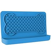 Dexas Snack &amp; Distract Licking Mat with Catch Tray for Dogs and Cats-9.5"x 5.5", Pro Blue. Sticks...