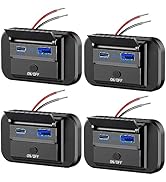 4PCS 12V RV USB Outlet with Power Switch, 38W Dual PD3.0 Type-C &amp; Quick Charge QC3.0 USB-A Port P...