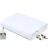 Royale Linens 100% Organic Cotton Twin Flat Sheet Only - Super Soft - Percale Top Sheets - Twin F...
