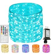 66Ft 200 LED RGB Color Changing 4th of July Fairy Lights Plug in, Waterproof String Lights with R...