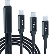 GELRHONR USB C Splitter Cable,USB C Male to 3 Type-C Male Charge Cable,3 in 1 Nylon Braided Charg...