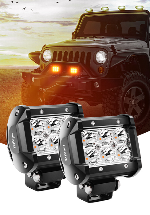 4Inch LED Light Pods Amber Spot Beam Driving Fog Lights