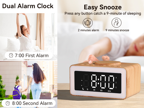 alarm clock digital hatch bluetooth for bedroom smart clocks aesthetic wireless charging speaker 