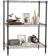 FDW Wire Shelving Units Adjustable Metal Storage Rack 23L x 13W x 30H 3 Tier Pantry Shelves NSF K...