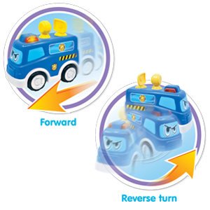 remote control car, police van, talking car, light up van