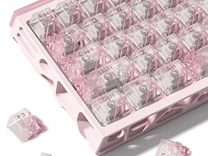 Clear Keycaps, Pink Shine Through Keycaps, Jelly Keycap Transparent keyboard Caps
