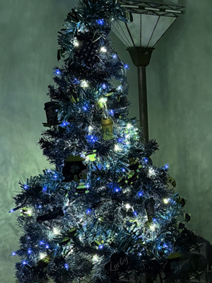 blue christmas tree lights