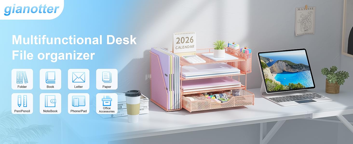 Rose Gold desk organizer