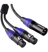 BEZOKABEL XLR Splitter, Balanced XLR Splitter Cable Male to 2 Female, XLR Y Splitter Cable 3-Pin ...