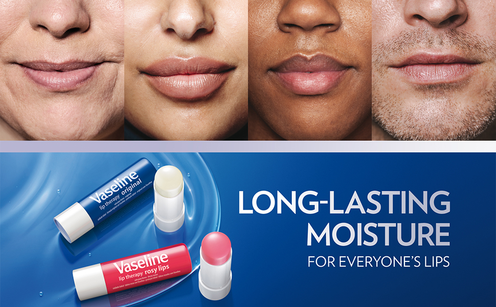 Vaseline Lip Therapy Care Original, Fast-Acting Nourishment, Ideal for Chapped