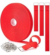 1" x32Ft Hook and Loop Straps with 50 Metal Buckles, Adjustable Fastening Cable Straps, Free Cut ...