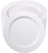 bUCLA 100PCS White Plastic Plates-10.25inch Disposable Dinner Plates-Premium Party&amp;Wedding Plates