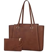 RAINSMORE Laptop Bag for Women 15.6 Inch Work Tote Bags Waterproof Computer Bags Leather Professi...