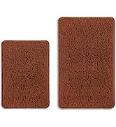 PureSwan Rust Bathroom Rugs Sets 2 Piece – Absorbent and Washable Bath Mat, Non-Slip, Thick Soft ...