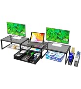 Simple Trending Monitor Stand Riser, Adjustable Angle Computer Desk Organizer with Drawer Storage...