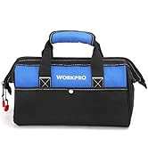 WORKPRO 13-inch Tool Bag, Wide Mouth Tool Tote Bag with Inside Pockets for Tool Storage
