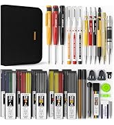STAGEEK 34 Pack Carpenter Pencil Set with Sharpener, Mechanical Carpenter Pencils with Deep Hole ...