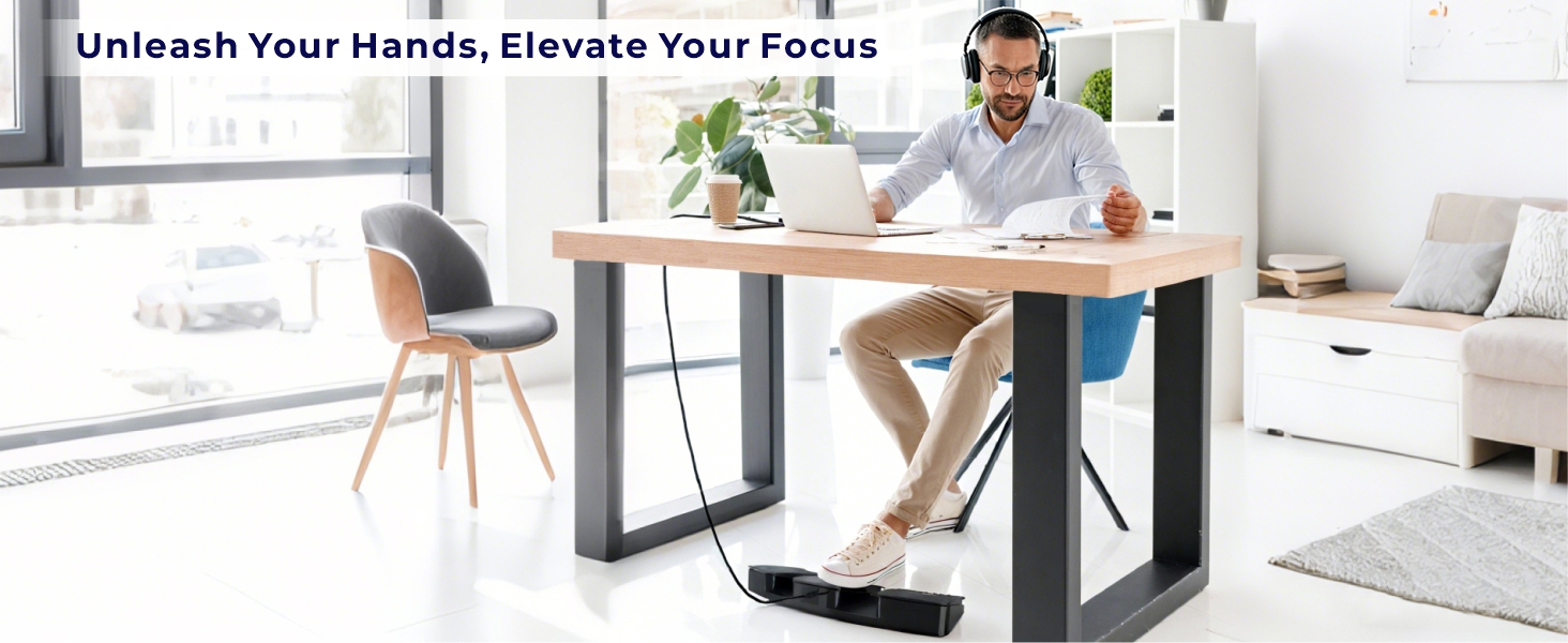 Triple USB foot switch for office productivity, transcribing, and hands-free computer control.
