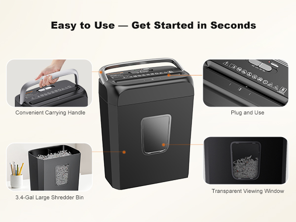 Bonsaii Paper Shredder for Home Use, 3.4 Gal Wastebasket