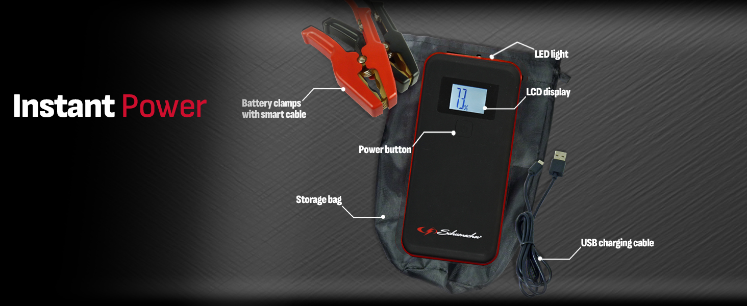 Schumacher SL1639 1000A 12V Lithium Portable Power Pack and Jump Starter 