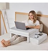 Sweetcrispy Ergonomic Reading Pillow Lap Desk with Storage Coaster, Adjustable Arm Rests, Square ...