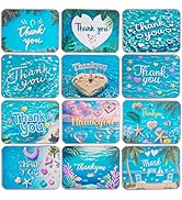 12 Pack Thank You Image Pattern Empty Rectangular Metal Storage Organizer Tins Gift Boxes with Hi...