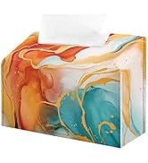 Doojoayie Tissue Box Cover Rectangle Facial Paper Organizer Marble Print Facial Tissue Holder Dec...