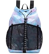 Lohol Lightweight Drawstring Backpack with Mesh Pockets for Women Men, Water Resistant String Bag...